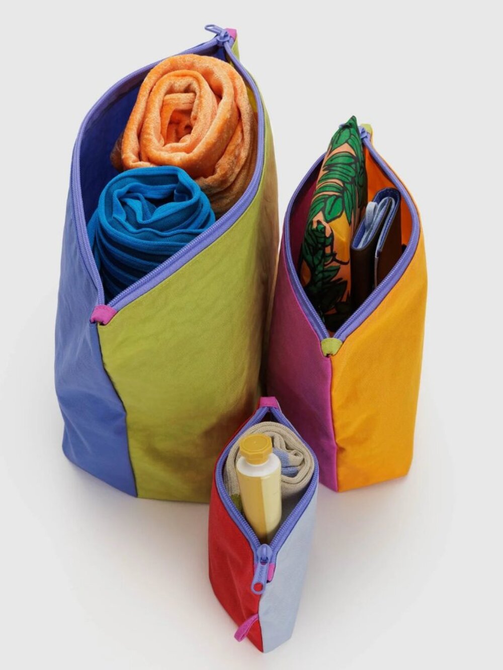 NWOT BAGGU Medium + Small Vacation Colorblock Go Pouch Set